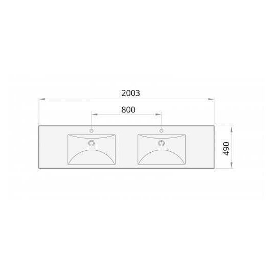 Akmens masės baldinis praustuvas PAA Long Step Duo, 2100 x 490 mm, ILSW/00 2