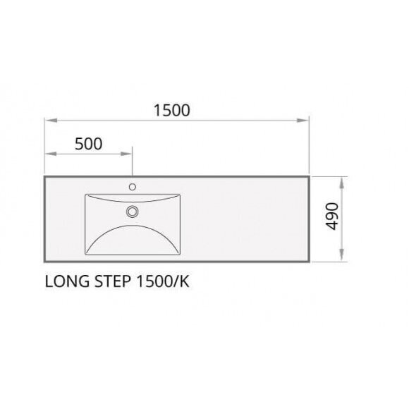 Akmens masės baldinis praustuvas PAA Long Step, 1500 x 490 mm,  ILS1500/K/00 5