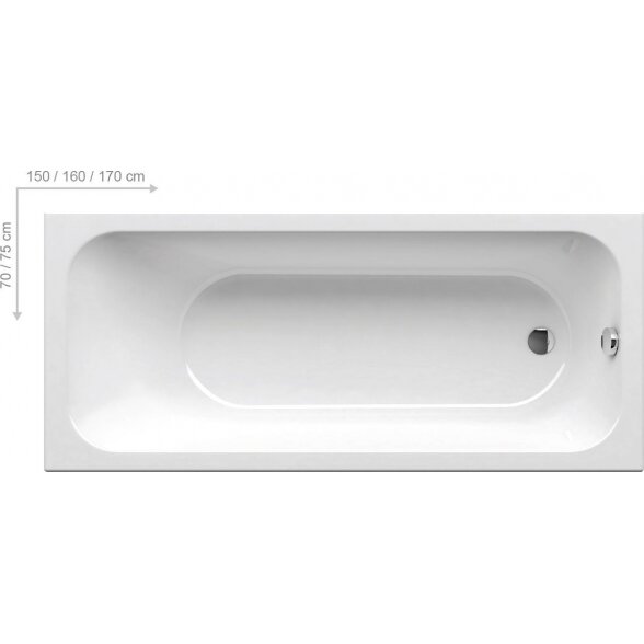 Akrilinė stačiakampė vonia RAVAK Chrome 1700 x 750 mm (Iš ekspozicijos) 1