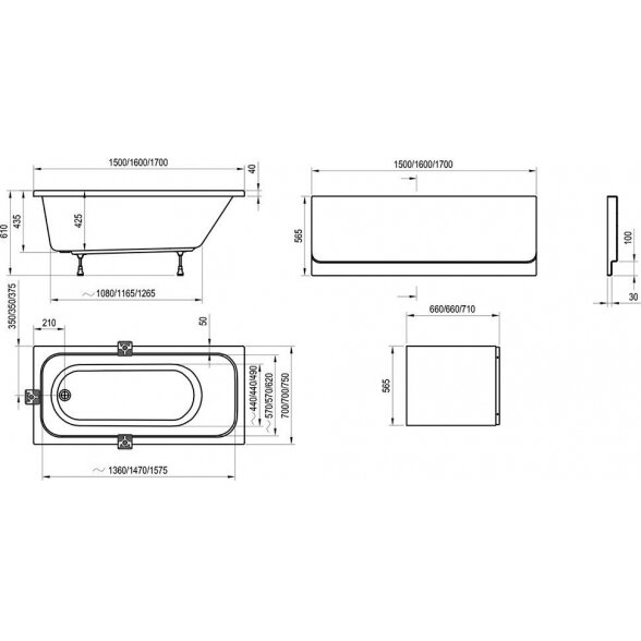 Akrilinė stačiakampė vonia RAVAK Chrome 1700 x 750 mm (Iš ekspozicijos) 9