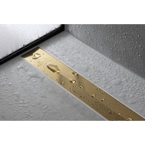Grotelės dušo latakui (glaudžiama prie sienos) HANSGROHE RainDrain Flex Polished Gold Optic (Įvairių ilgių pasirinkimas) 2