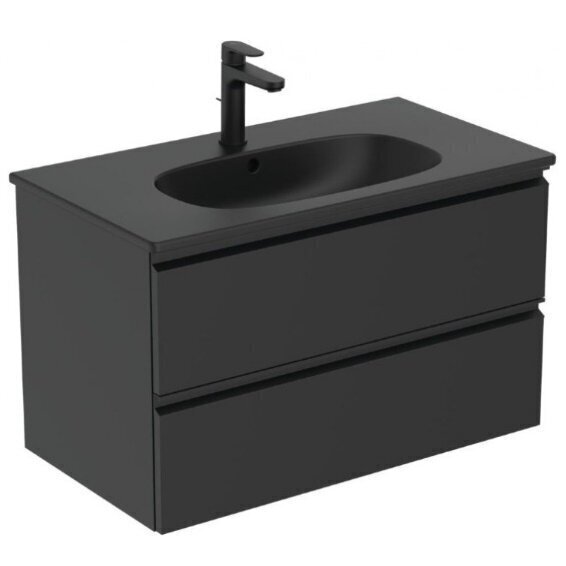 Pakabinama vonios spintelė su praustuvu IDEAL STANDARD Tesi 60 cm, juoda-matinė