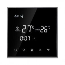 Potinkinis patalpos termostatas su vėsinimo funkcija, juodas