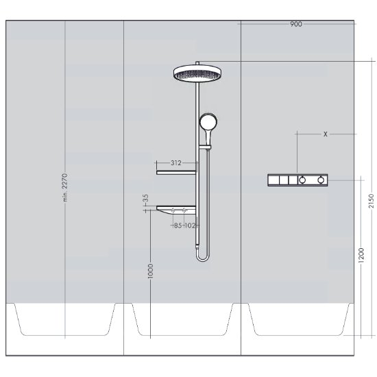 Potinkinis termostatinis dušo 4 in 1 komplektas HANSGROHE Rainfinity Showerpipe 360 1jet, chrome 10