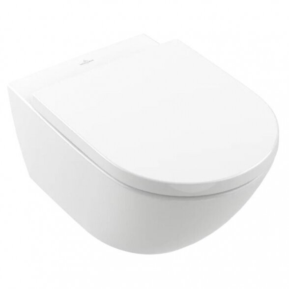 Potinkinio WC rėmo (4 in 1 Brushed chrome) ir unitazo komplektas VILLEROY & BOCH Subway 3.0 Twist flush su slow close dangčiu ir ceramic plus danga 3