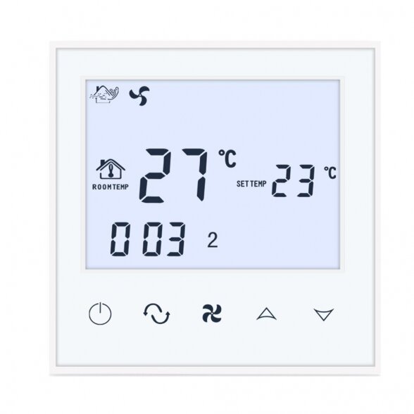 Potinkinis patalpos termostatas su vėsinimo funkcija, baltas