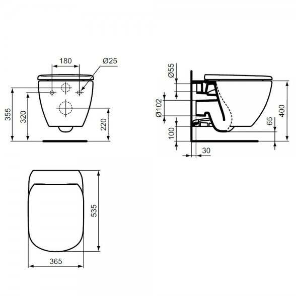 Potinkinis WC komplektas IDEAL STANDARD (6 in 1), juodas mygtukas 5