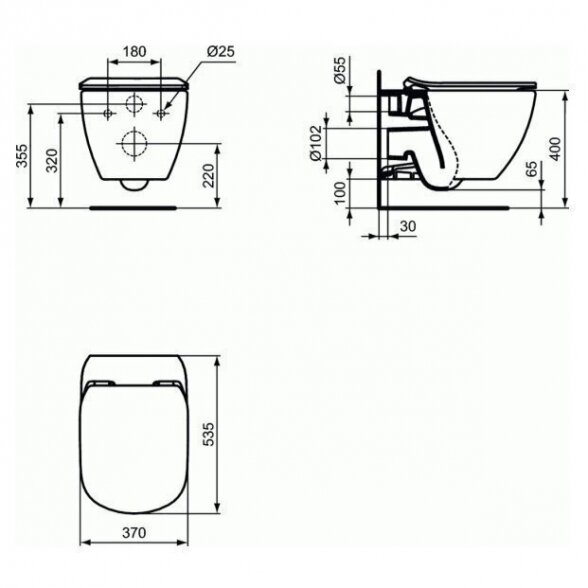 Potinkinis WC rėmo komplektas ALCADRAIN (4 in 1) + pakabinamas unitazas su dangčiu IDEAL STANDARD Tesi su AquaBlade 11